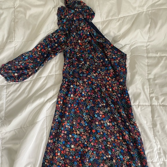 Only worn once! Gorgeous one shoulder JCrew kaleidoscope star print navy dress! - Picture 4 of 5